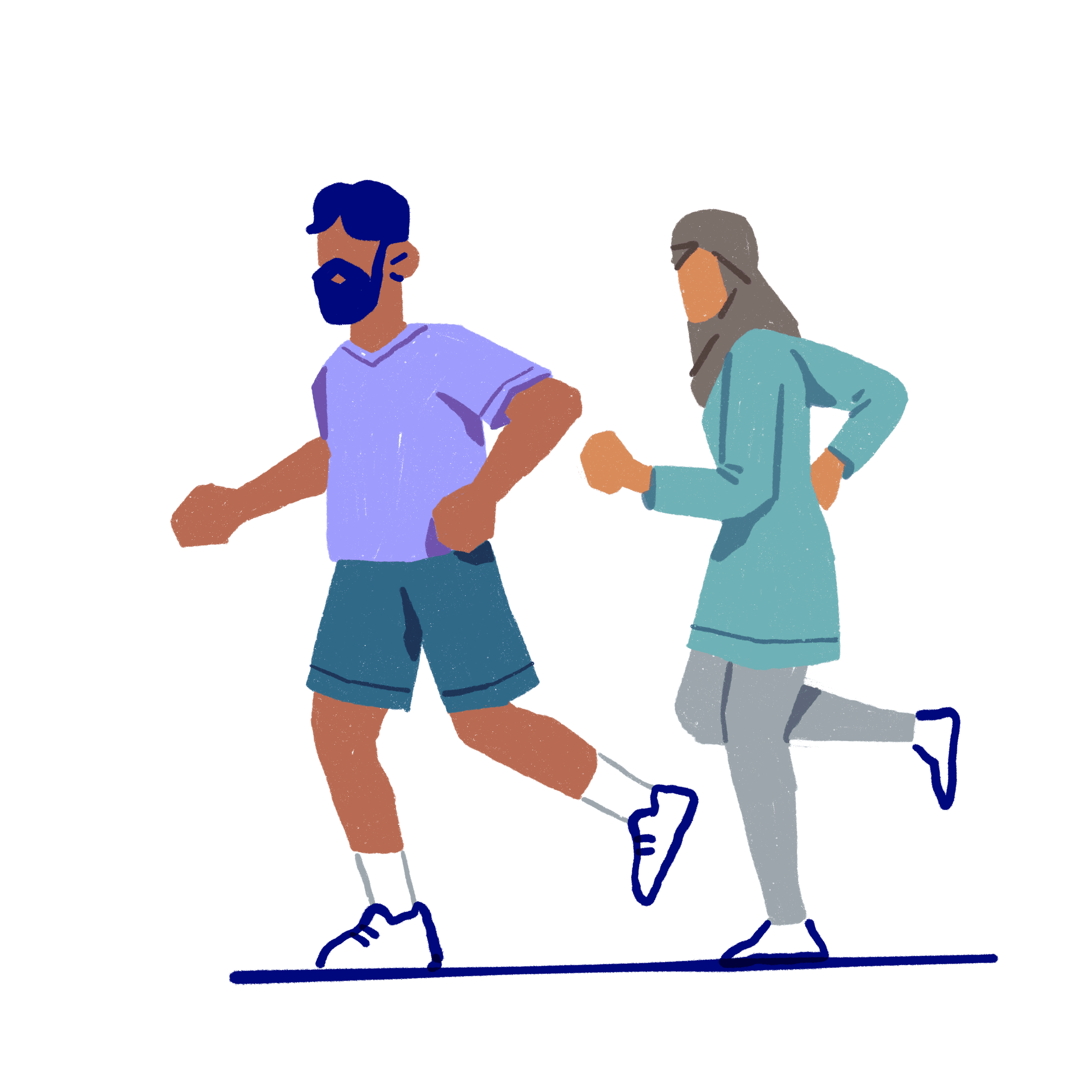 Two people running